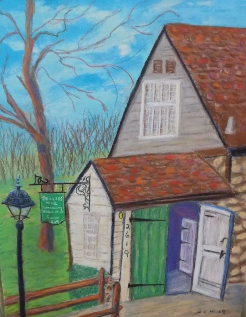Phillips Mill Community Association HIstoric Mill, pastel Nancy eMIller aritst, bucks county artist