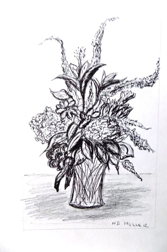 Lovey vase with flowers #Nancyemillerbuckscounty artist#nancyemillerphillipsmillartist