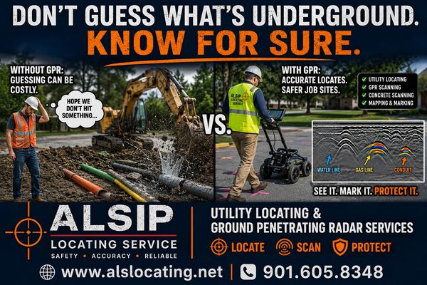 ALSIP offers accurate underground utility locating with GPR to prevent costly guessing.