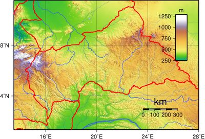 Orta Afrika topografik harita