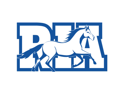 Logo of a running horse integrated with the letters 'DEA' in blue.