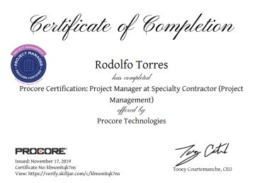 PROCORE CERTIFICATION