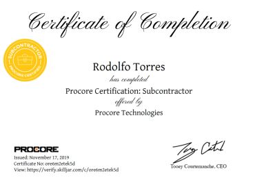 PROCORE CERTIFICATION
