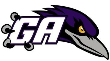 Sports logo featuring a purple bird head and the letters GA.