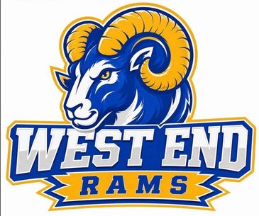 Logo of West End Rams with a ram head.