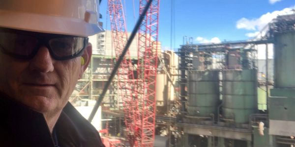 Carl Potter at a power plant conducting a hazard recognition safety inspection