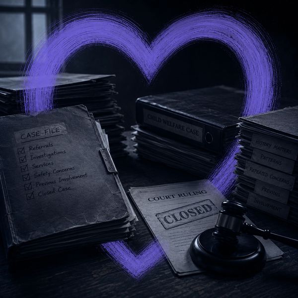 Closed case files and court ruling with a gavel.