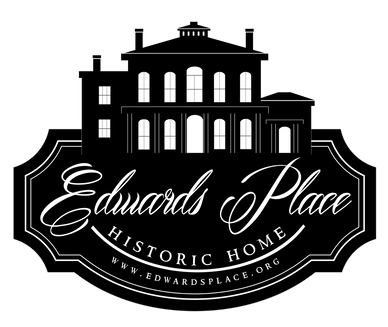 Black & white Edwards Place Historic Home logo with tall buildings coming out the top.