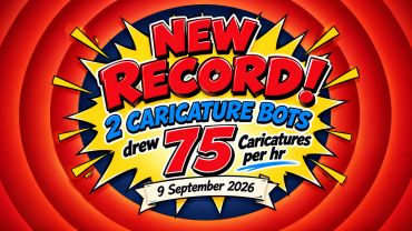 New record set by caricature bots drawing 75 caricatures per hour.