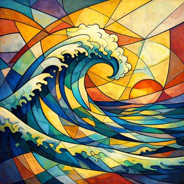 Album cover art for ‘Mr Goodfoot’ by DJ Tidal Wave Dave, featuring vibrant ocean waves for high vibe