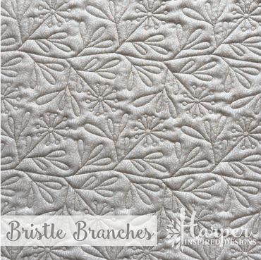 Digital Edge to Edge quilting pantograph design with tree wigs and bunches of dandelion bristles 
