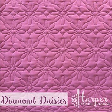 Digital Edge to Edge quilting pantograph design repeat daisies in modern style