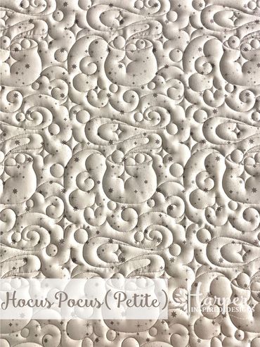 Digital Edge to Edge quilting pantograph design with cauldron's and magical smoke