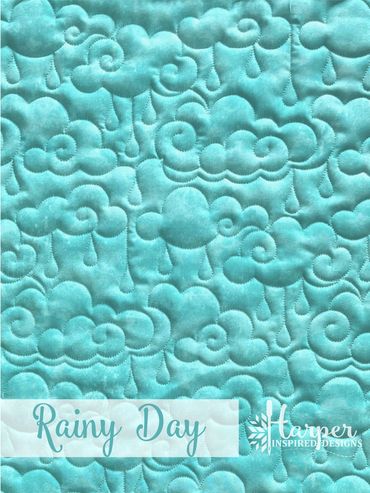 Rainy Day Digital E2E Quilting Pantograph Design
Fluffy clouds and large rain drops