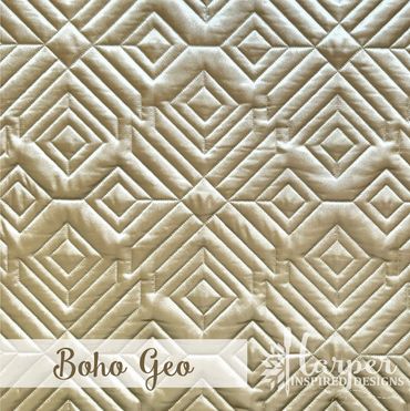 Digital Edge to Edge quilting pantograph design with a modern geometric aztec design