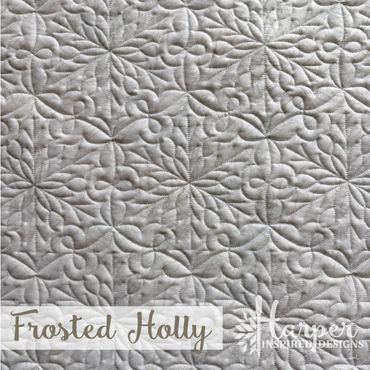 Digital Edge to Edge quilting pantograph design with modern Holly leaves as snowflakes