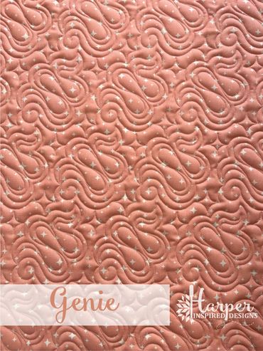 Genie Digital E2E Quilting Pantograph Design with wispy ribbon and sparkles