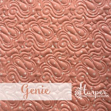 Genie Digital E2E Quilting Pantograph Design with wispy ribbon and sparkles
