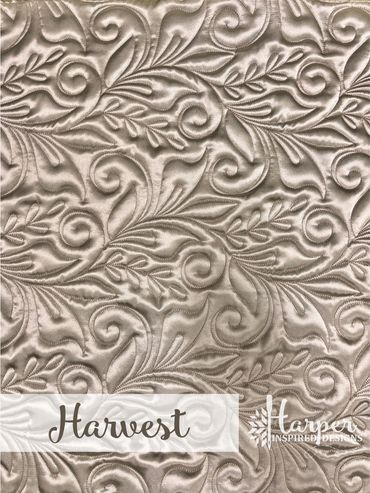 Digital Edge to Edge quilting pantograph design with sprigs of foliage, swirls, and fall leaves.