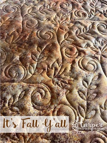 Fall Digital E2E Quilting Pantograph Design with maple leaves and vine 