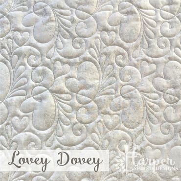 Digital Edge to Edge quilting pantograph design called lovey dovey with valentine's day love hearts