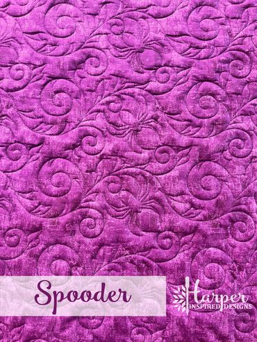 Digital Edge to Edge quilting pantograph design with spooky swirly vines and spiders