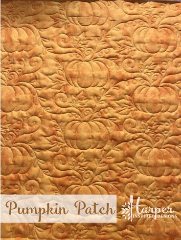 Fall Digital E2E Quilting Pantograph Design with pumpkins, leaves and vines 