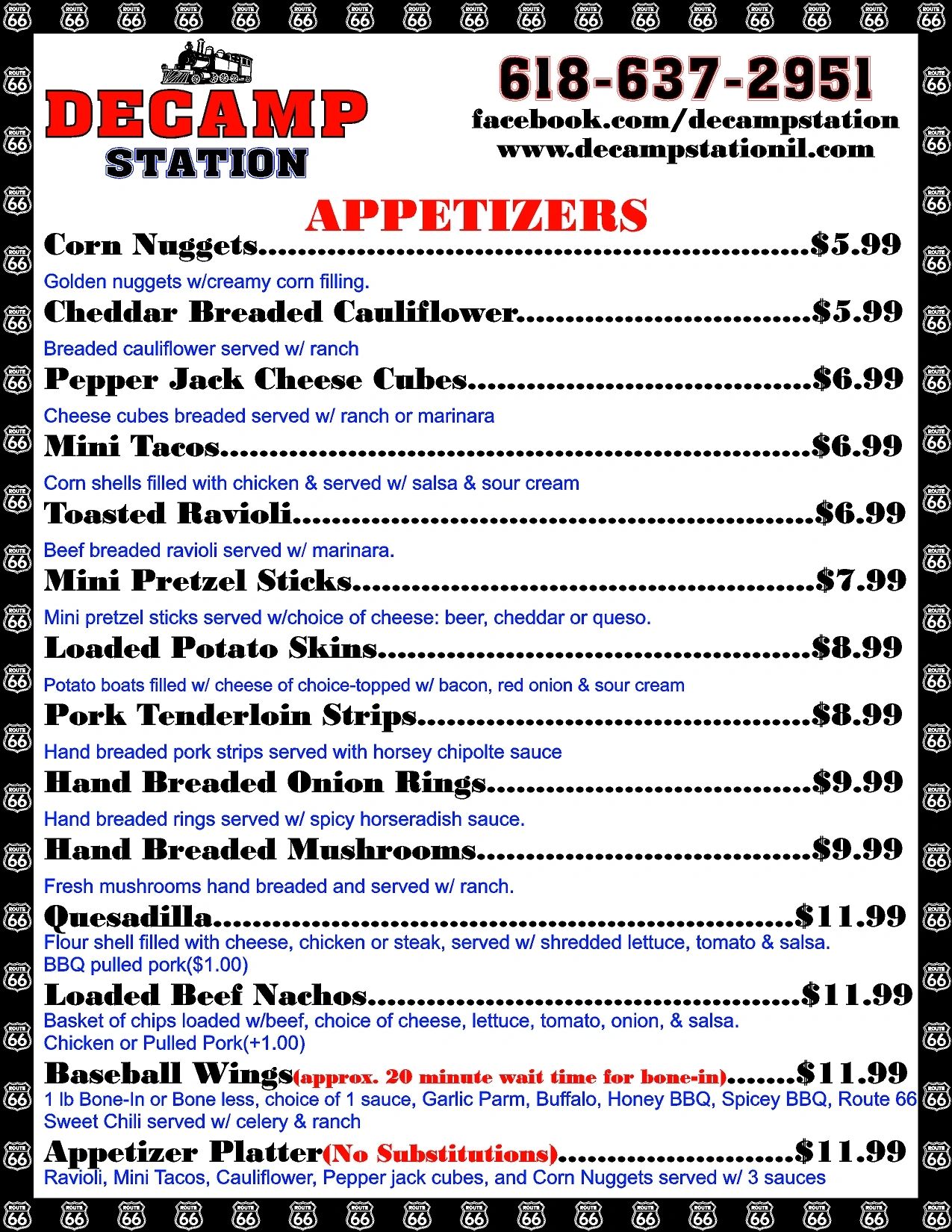A Menu Page of Decamp Station in White Color