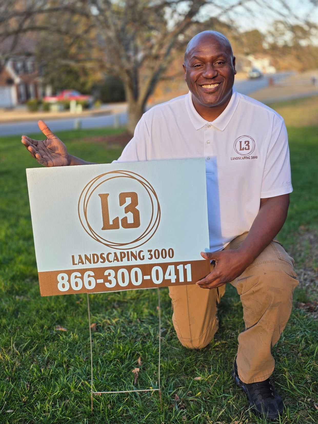 A man advertising his business