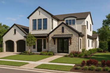 Luxury custom home exterior with stone accents in Central Florida