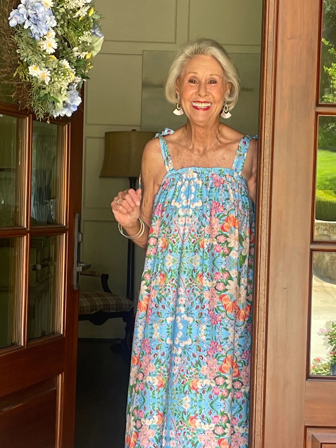 Our gowns are made of a light and airy thin cotton material which is cool and soft to the touch. 