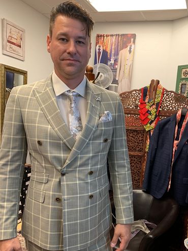 professional tailor shop, double breast suit, wide lapel suit