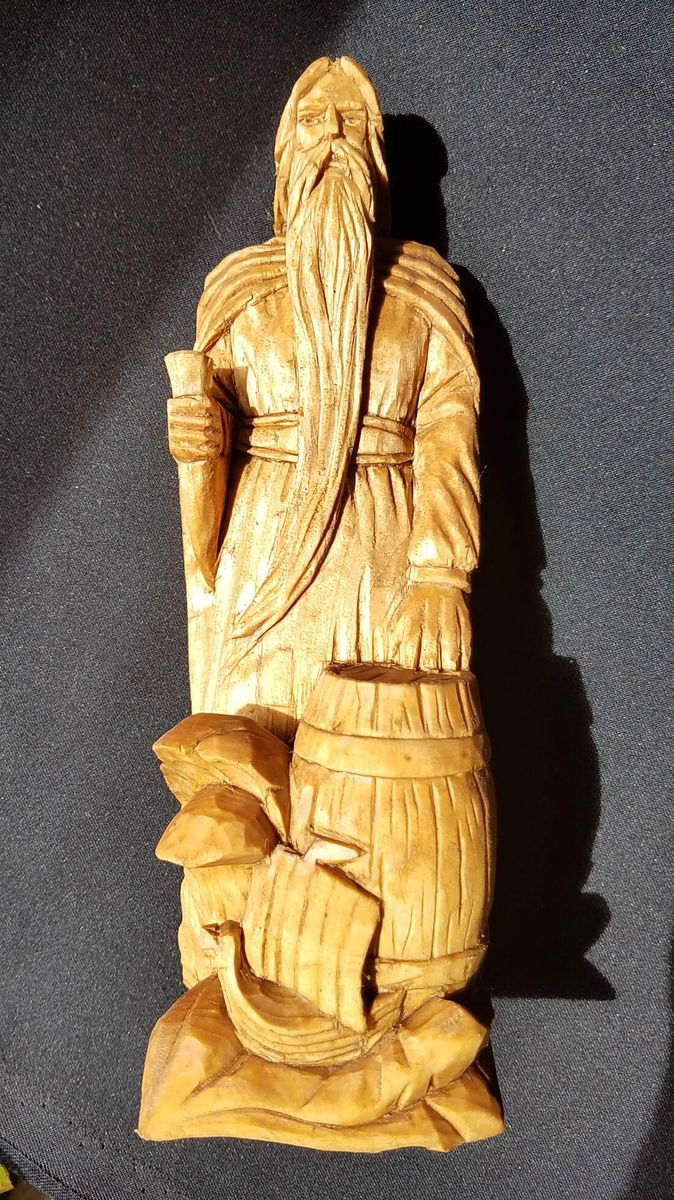 Aegir Statue - Norse God - 8" Wood Carving