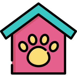 Dog house with dog paw print