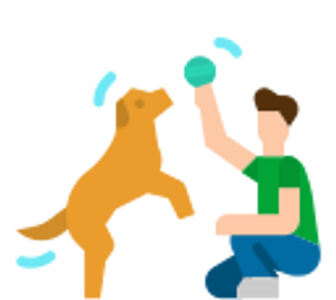Person holding ball while dog tries to get it