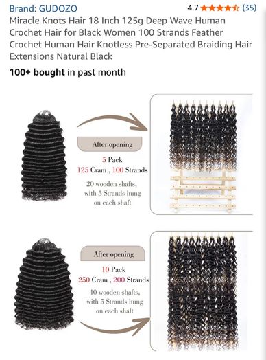 Deep Wave feather crochet extensions for Mircale Knotless 