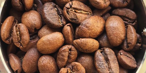 Close-up of roasted coffee beans.