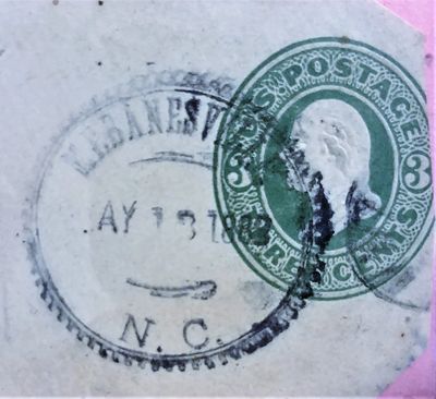 Vintage 3-cent green postage stamp with a date stamp from Albemarle, NC.