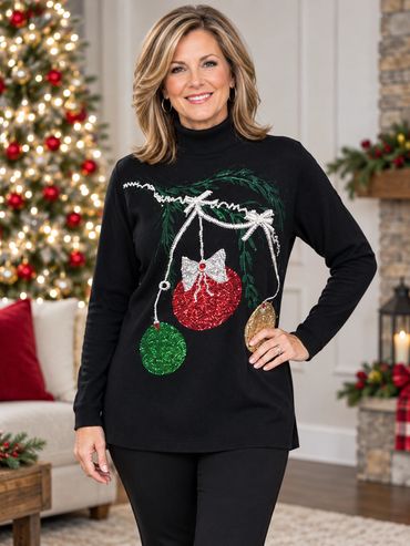 Novelty Tee Shirt with ornaments.