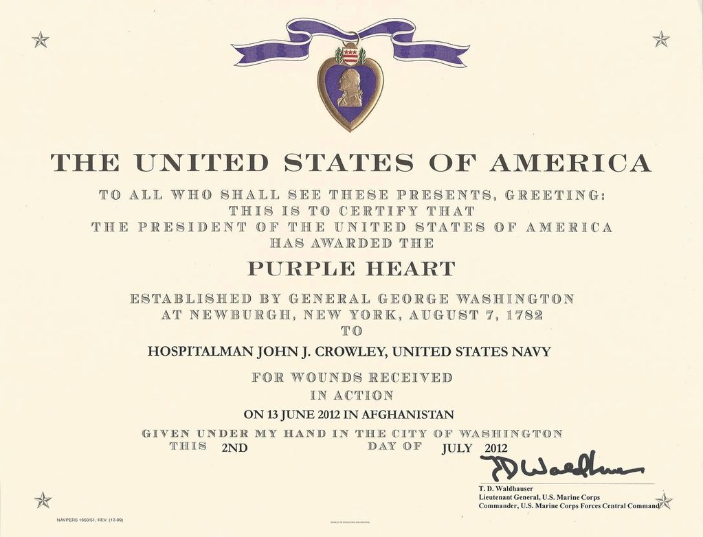 Purple Heart John J. Crowley