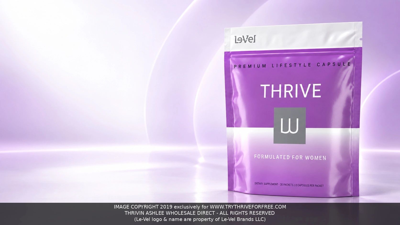 Purple Le-Vel Thrive supplement packet for women.