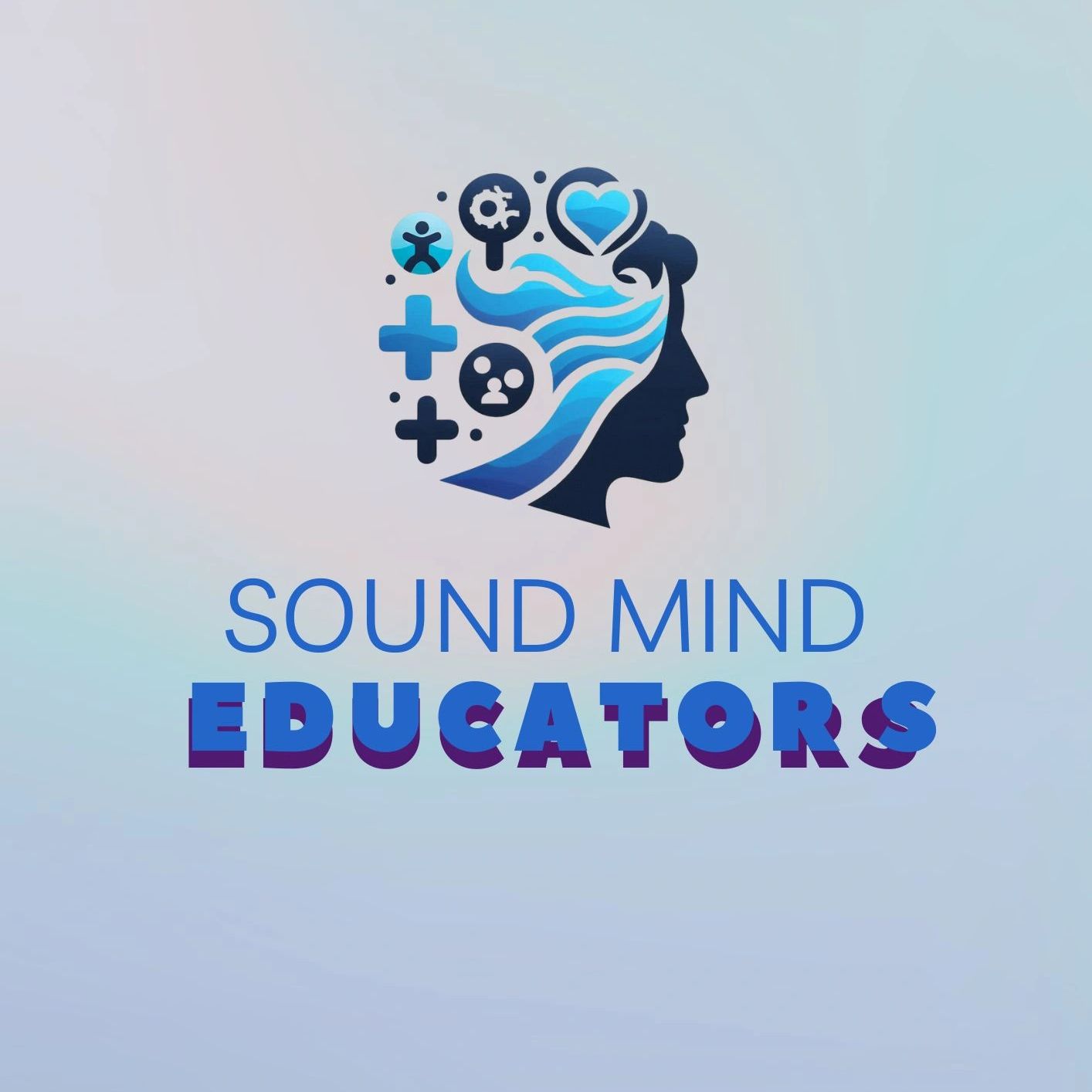 Logo of Sound Mind Educators featuring a profile with mental health icons.