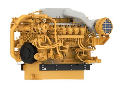 Large industrial engine with complex piping and components.