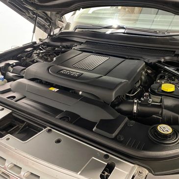 Picture shows a Range Rover 4.4 SDV8 engine after a service at BTR Automotive based in Wymondham