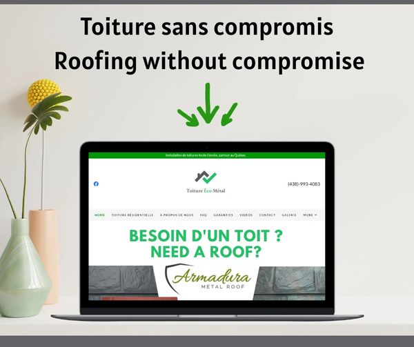 laptop showing eco metal roof in quebec website. Toiture Armadura® permanente.
Permanent Armadura®