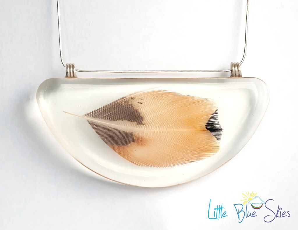 pendant feathers jewelry necklace natural epoxy resin silver handmade handwork unique gifts