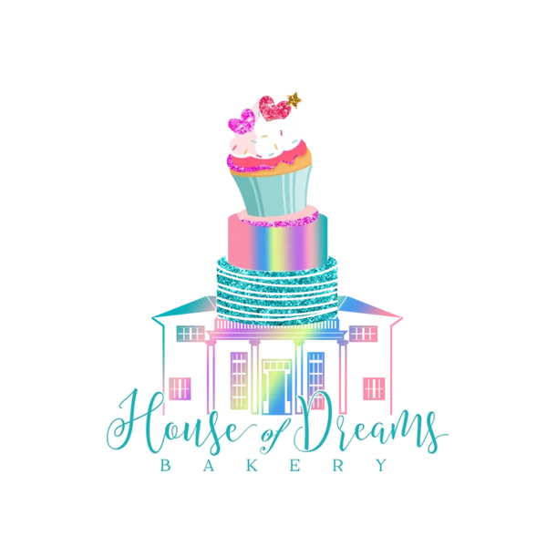 Colorful bakery logo featuring a cupcake and sparkling layers.