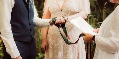 Handfasting ribbons, tying the knot in a wedding ceremony