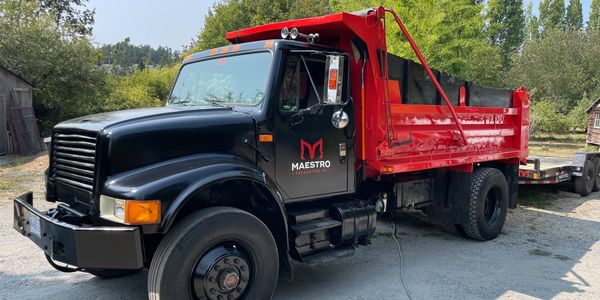 Our single axle dump truck with a 9 yard box. Perfect for tight spots and tough enough to handle any