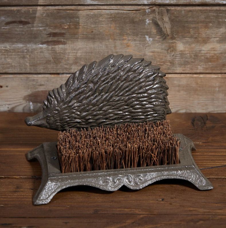 Wrought Iron Hedgehog Boot Scraper and Brush
